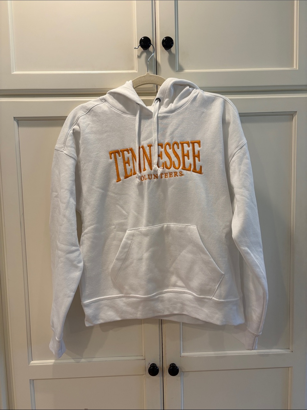 Champion White Crewneck Hoodie with Orange Tennessee Embroidery